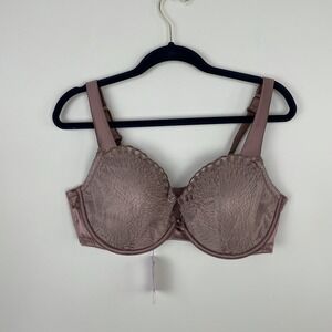 Savage X Fenty Brown Sparkle Lace Trim Lightly Lined Adjustable Bra Size 42DD
